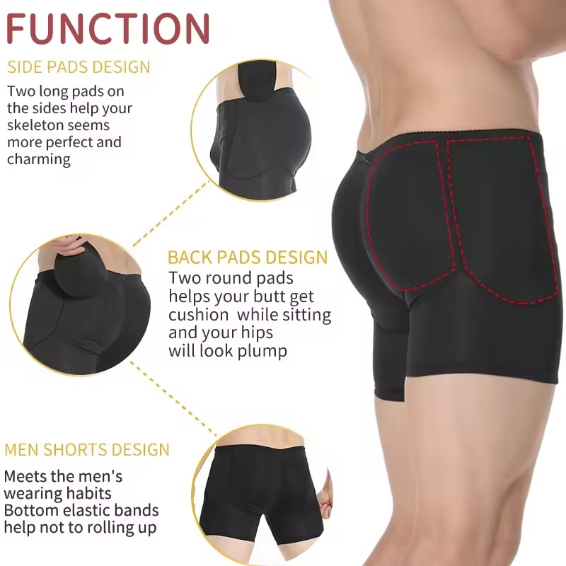 男性パッド入りヒップエンハンサー戦利品ブースター成形ボーイシ - Boyshort Underwear のレビューと価格