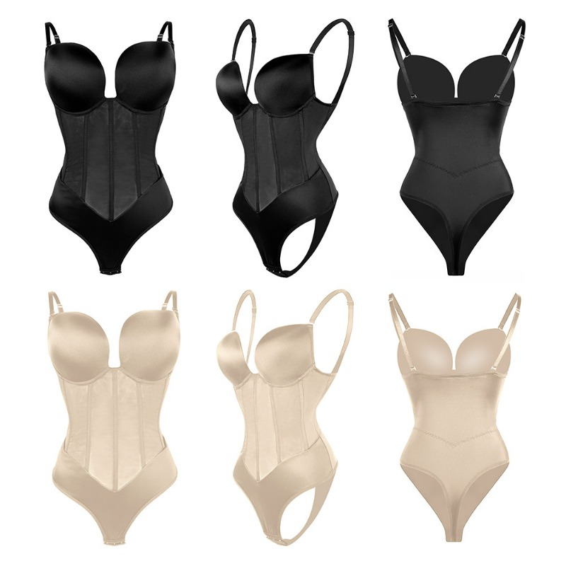 女性のボディシェイパー圧縮ボディスーツワンピース背中の開いた - Shapewear Bodysuit Firm のレビューと価格