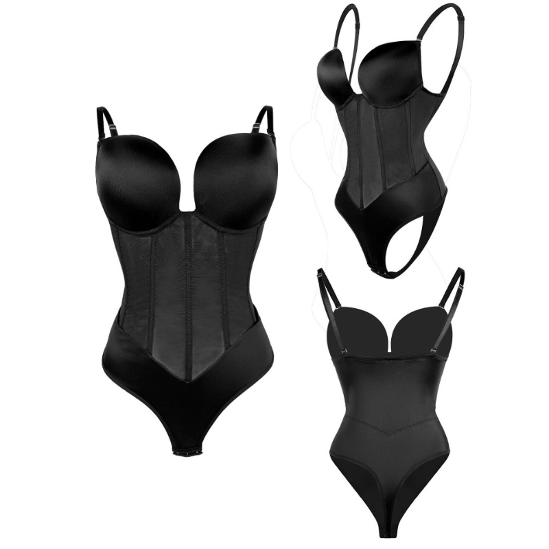 女性のボディシェイパー圧縮ボディスーツワンピース背中の開いた - Shapewear Bodysuit Firm のレビューと価格