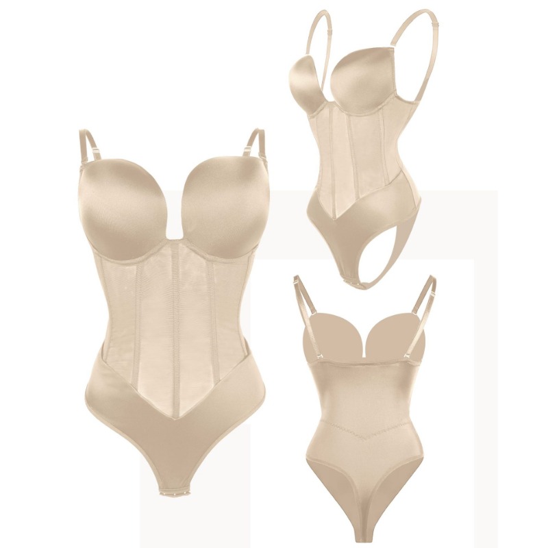 女性のボディシェイパー圧縮ボディスーツワンピース背中の開いた - Shapewear Bodysuit Firm のレビューと価格